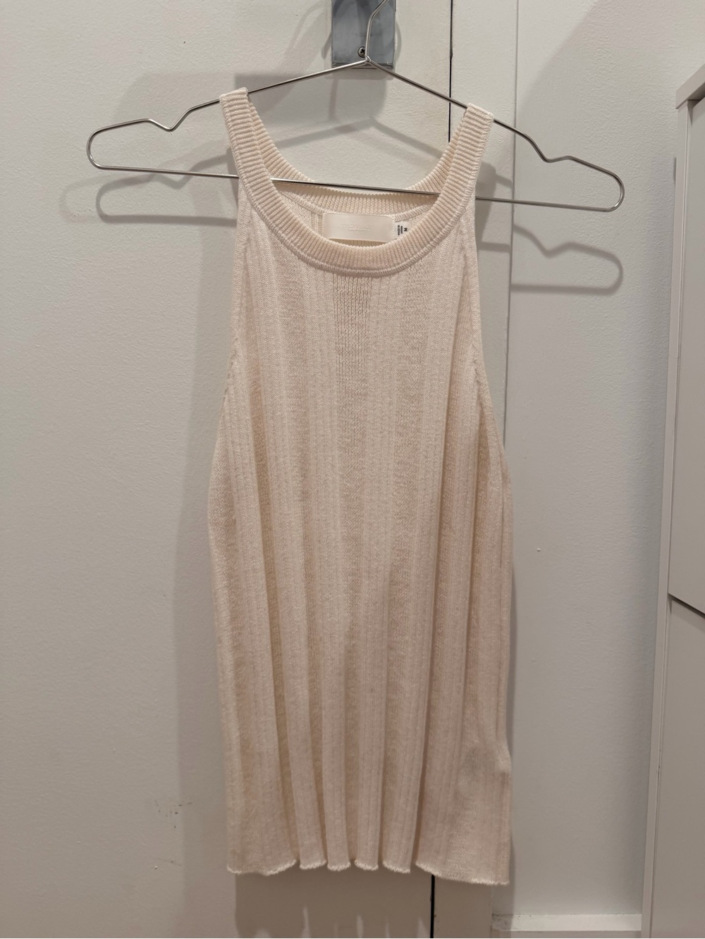 Moussy Cream Ribbed Knit Tank Top